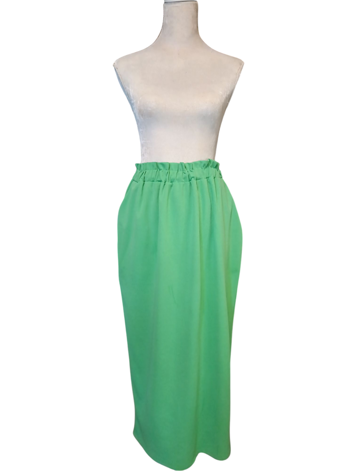 Libby - (Plussize) dames rok met zakken en elastische tailleband - Appelgroen | Rock that Skirt collectie