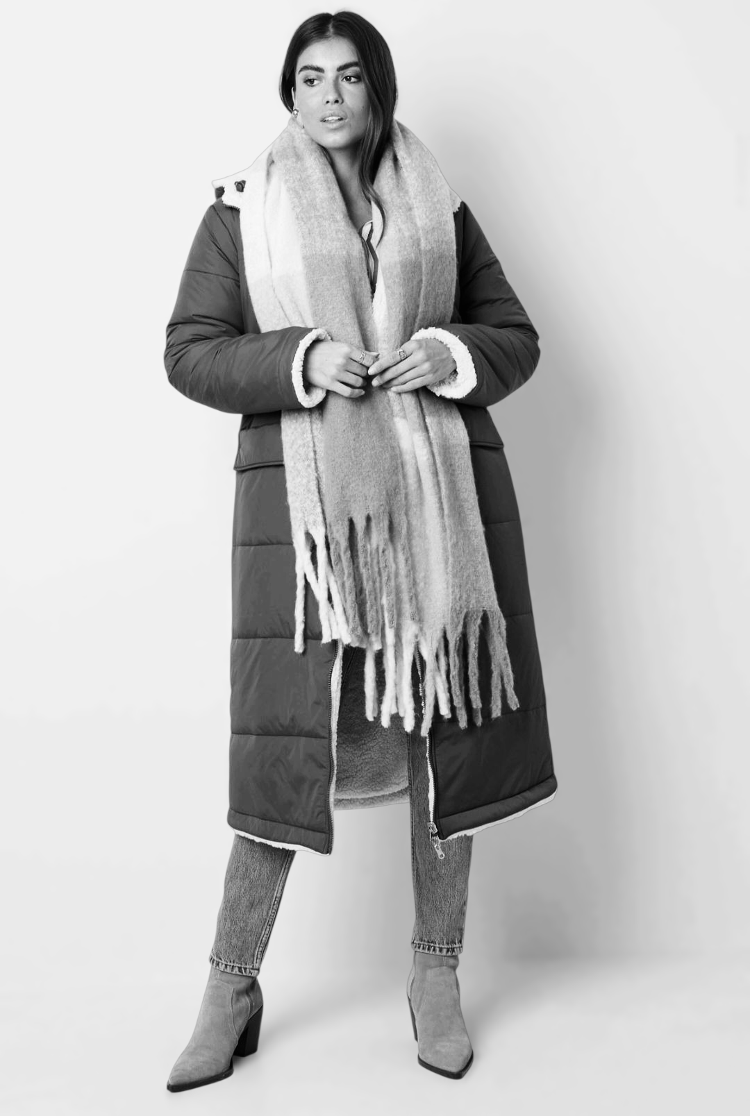 Lange gewatteerde jas dames/ puffer jas dames - Bruin | Fall4Me collectie