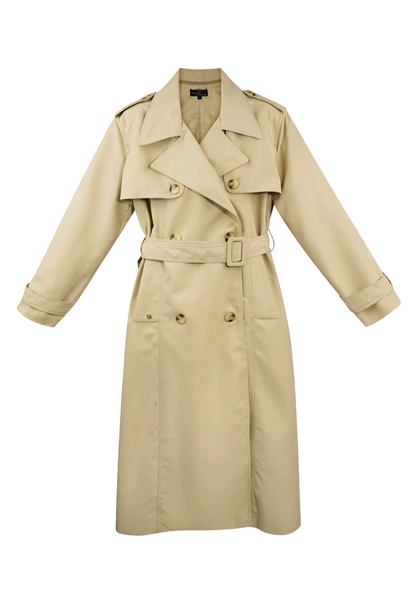 Klassieke trenchcoat dames lang - Beige | Fall4Me collectie