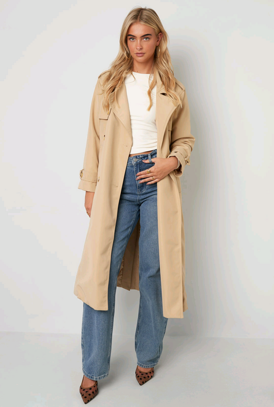 Klassieke trenchcoat dames lang - Beige | Fall4Me collectie