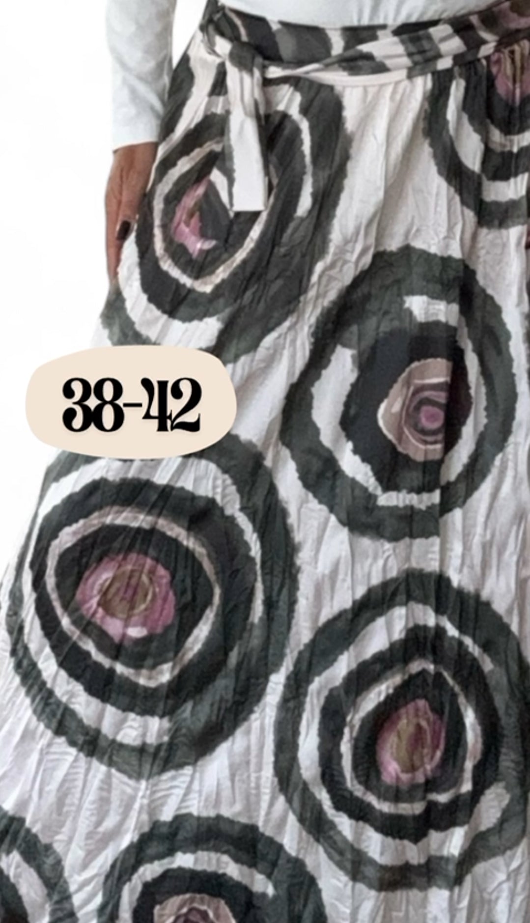 Lange plissé rok dames; Swirl - Gebroken Wit/ Army groen | Fall4me collectie 2.0