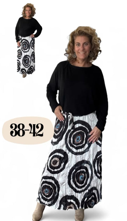 Lange plissé rok dames; Swirl - Gebroken Wit/ Roest | Fall4me collectie 2.0