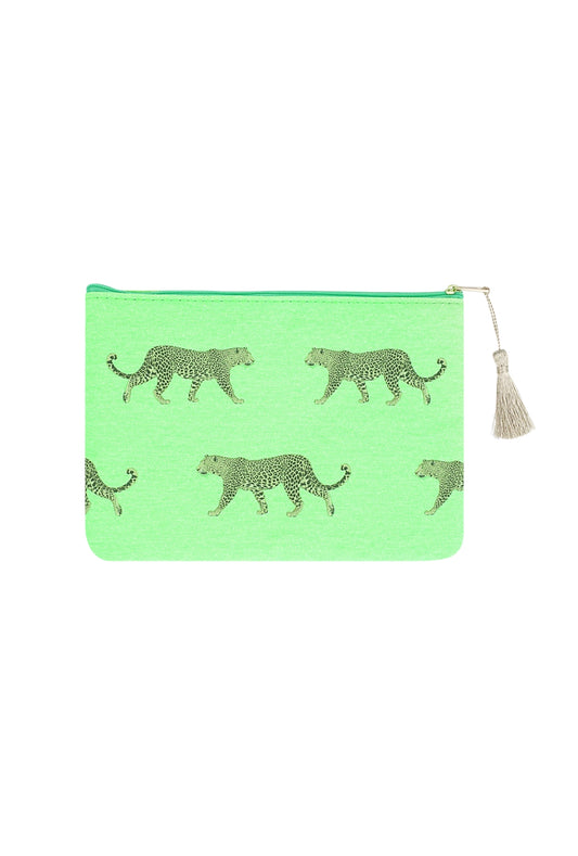 Make-up tasje met luipaarden - Groen