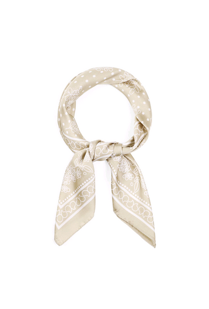 Nek sjaaltje dames bloemen en subtiele stippen - Beige/ Licht camel