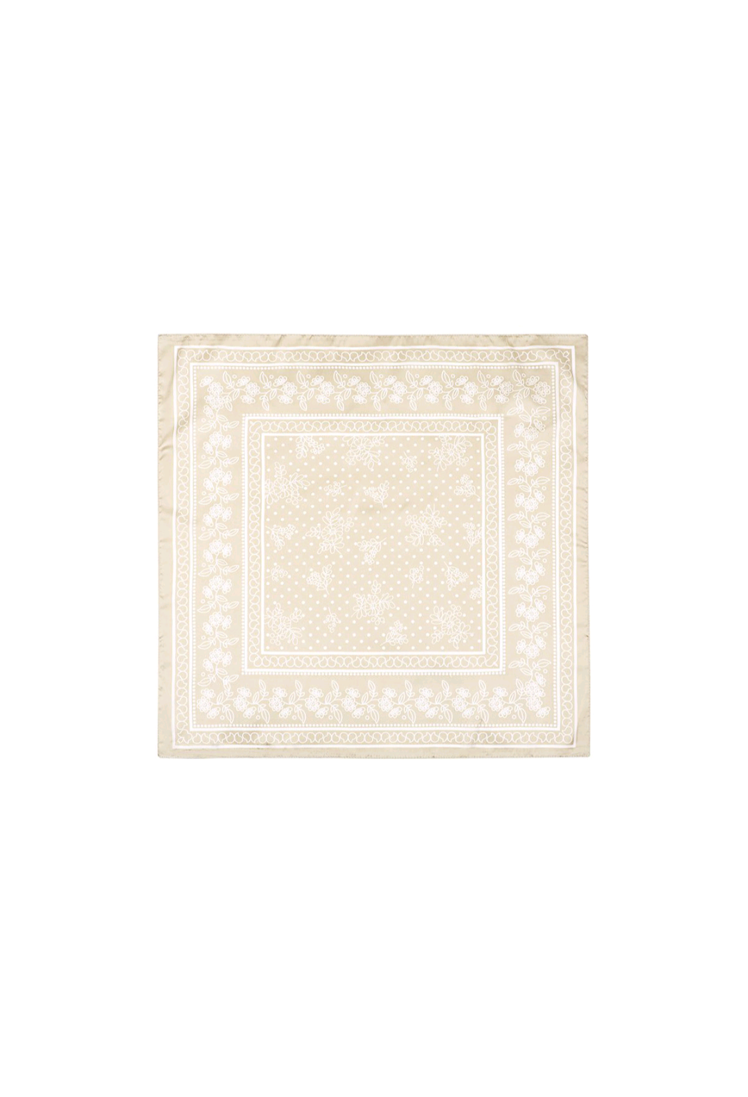 Nek sjaaltje dames bloemen en subtiele stippen - Beige/ Licht camel