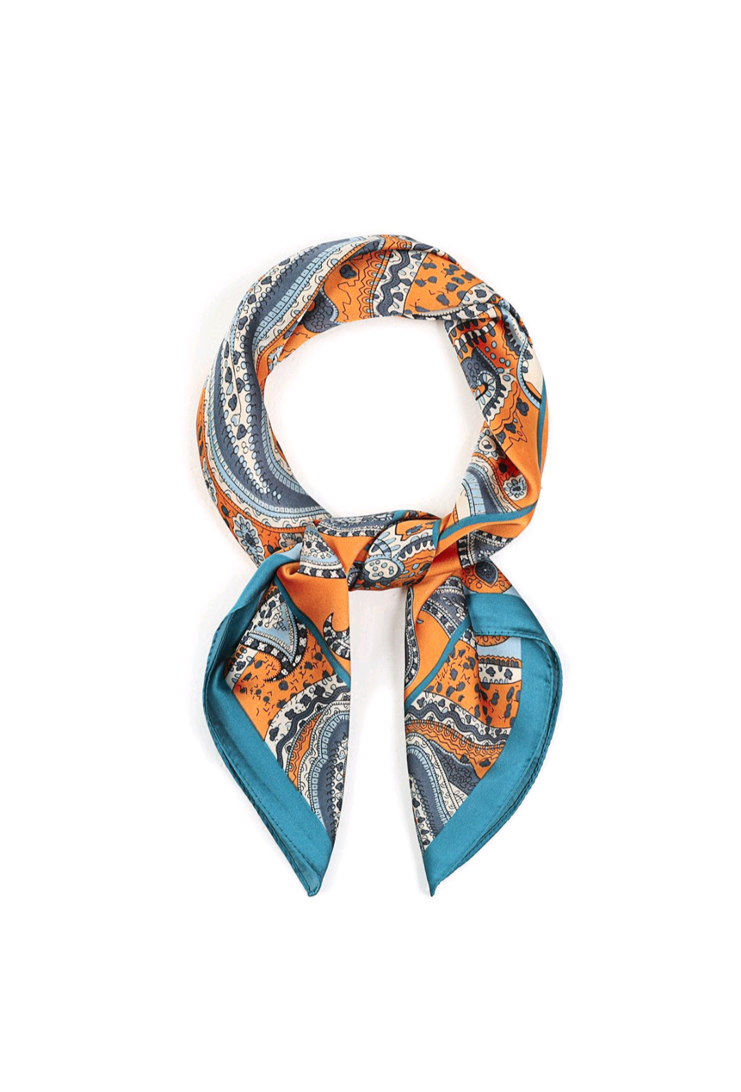 Nek sjaaltje dames; Modern paisley - Oranje/ Petrol