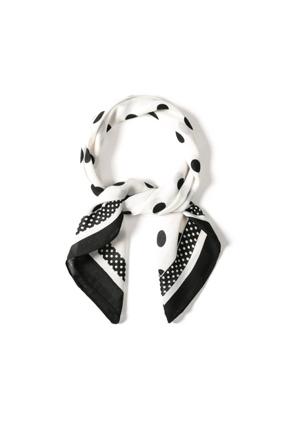 Nek sjaaltje dames Double polka dots - Wit/ Zwart