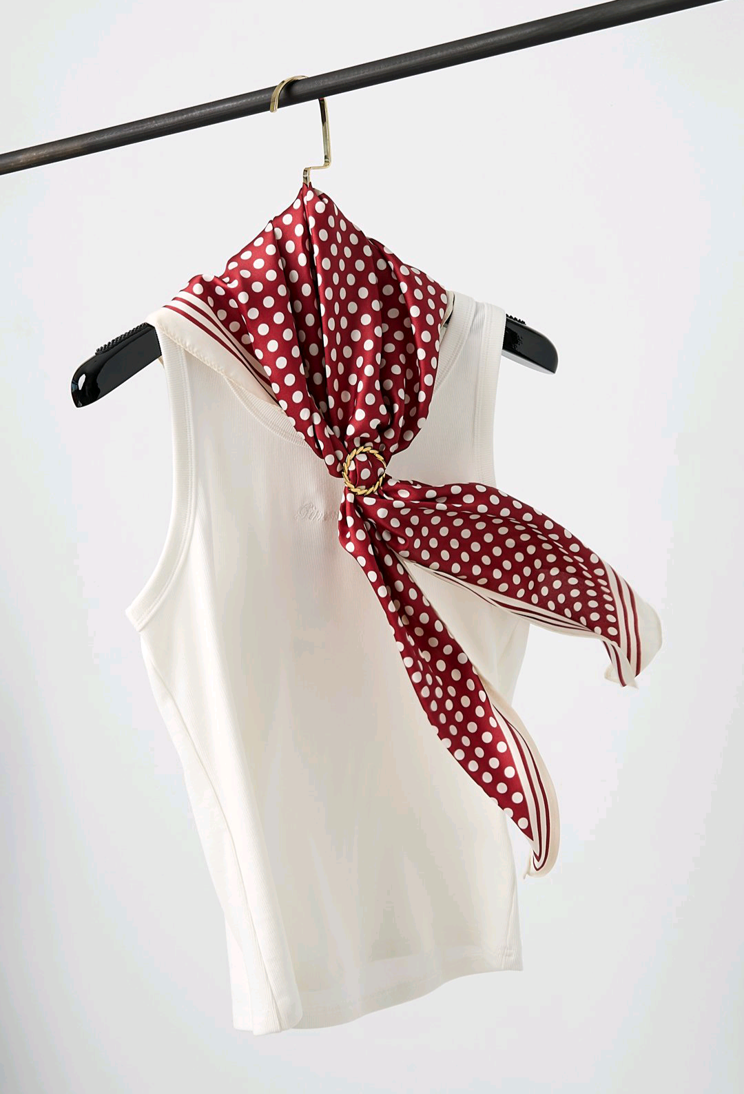 Driehoek sjaal/ grote neksjaal dames polka dots - Rood/ Wit