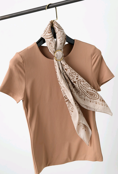 Nek sjaaltje dames Itsy bitsy Paisley - Beige/ Licht camel