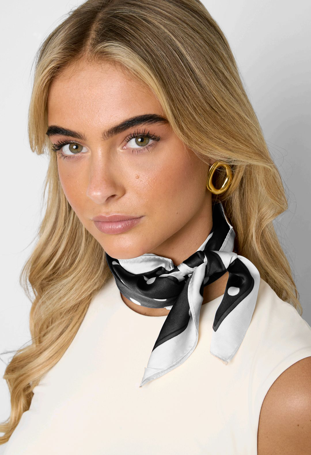 Nek sjaaltje dames Polka dots - Zwart-wit