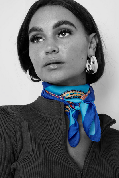 Nek sjaaltje dames blauw multi - kleur explosie.