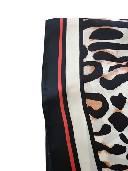 Nek sjaaltje dames Klassiek luipaard print met oranje/rode rand | Festival Ready collectie