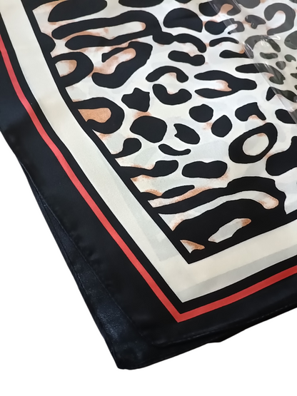 Nek sjaaltje dames Klassiek luipaard print met oranje/rode rand | Festival Ready collectie