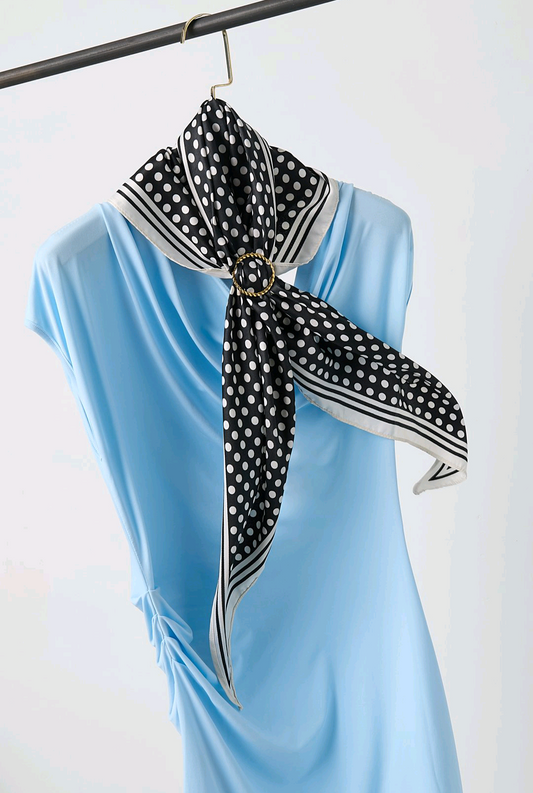 Driehoek sjaal/ grote neksjaal dames polka dots - Zwart/ Wit