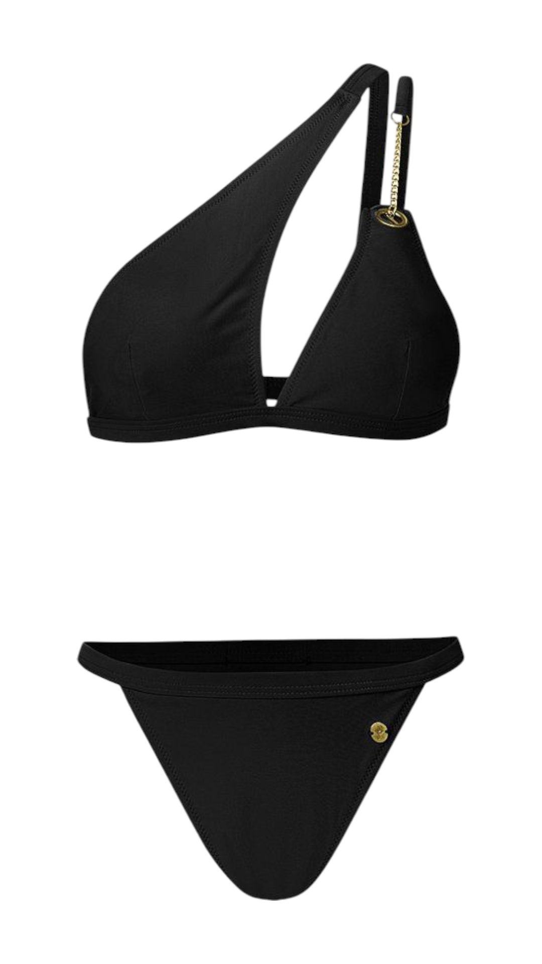 Arya; Zwarte One shoulder triangel bikini - Maat M