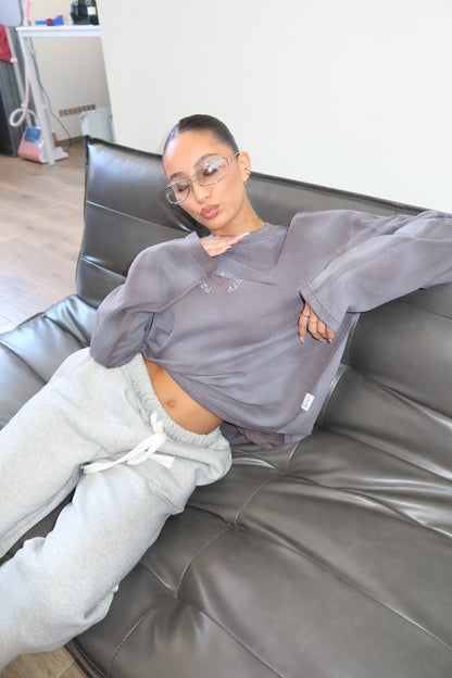 Priority strass shirt: PRIORITY RHINESTONE LONGSLEEVE – Grijs (Washed Grey)