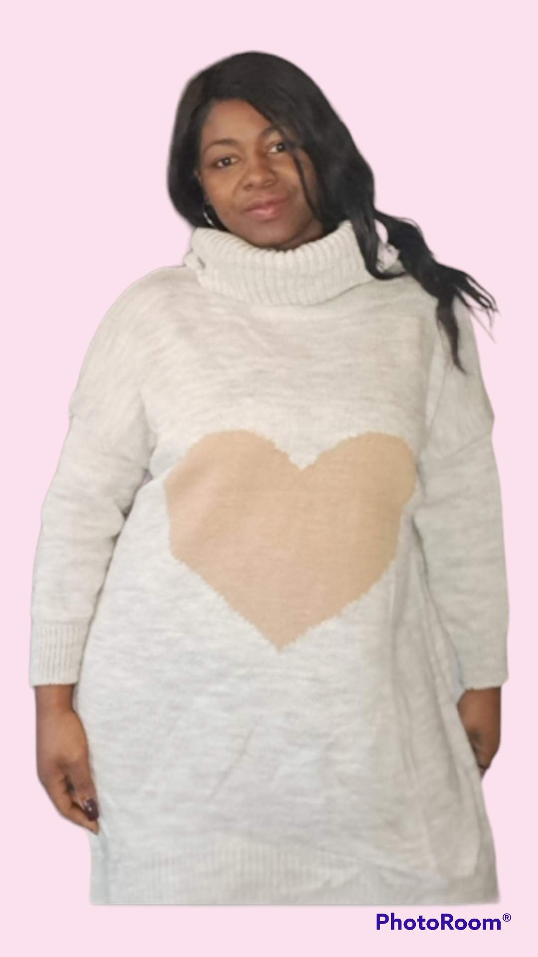 Dames trui grote maten Milou; dames trui met hart - Grijs