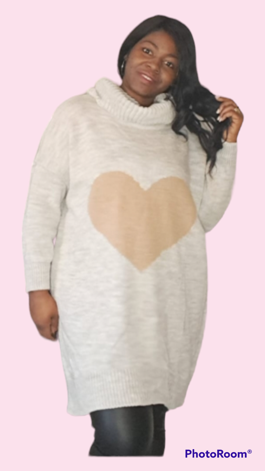 Dames trui grote maten Milou; dames trui met hart - Grijs