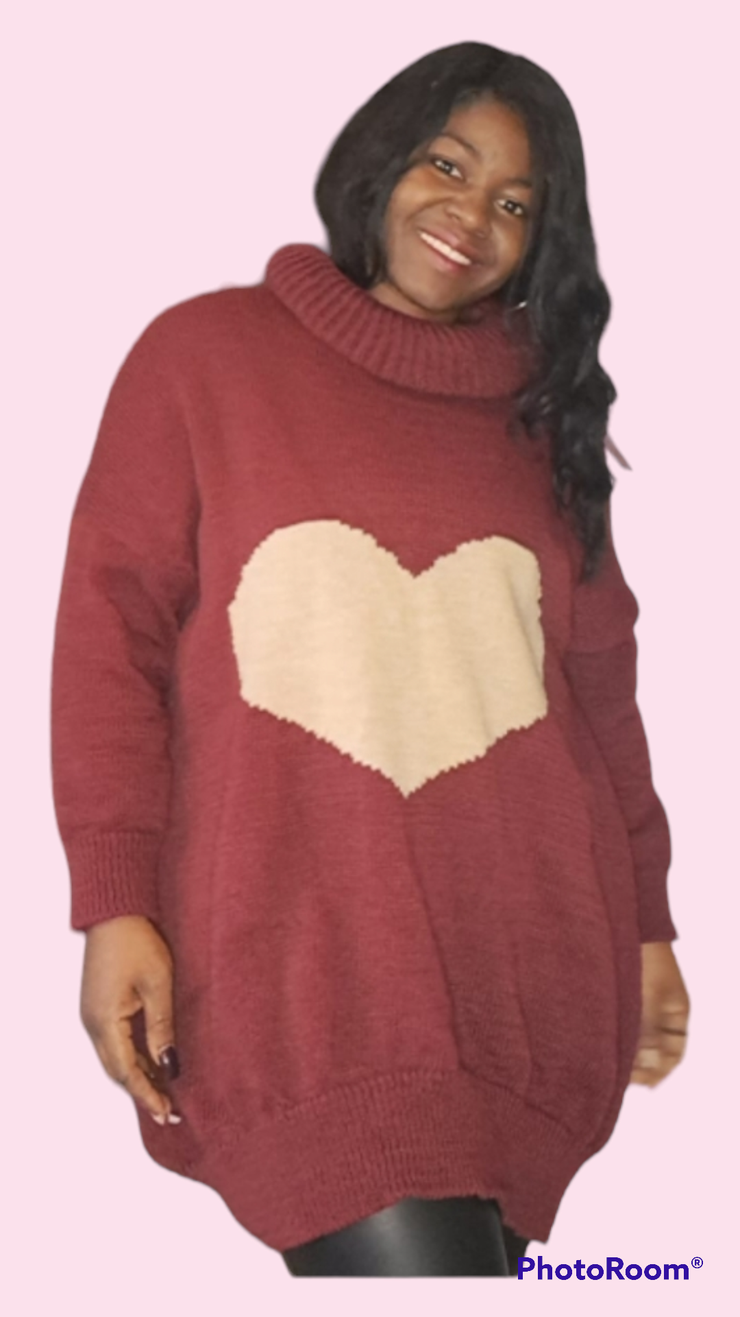 Dames trui grote maten Milou; dames trui met hart - Bordeaux rood