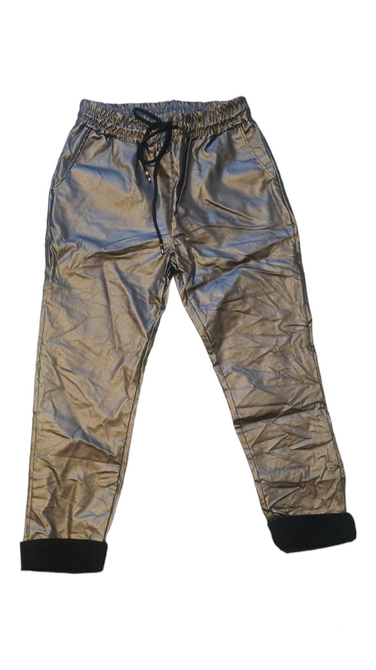 Metallic dames waxbroek - Brons