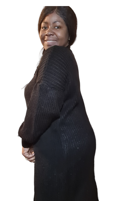 Vest Lena - Zwarte gebreide dames vest met zakken.