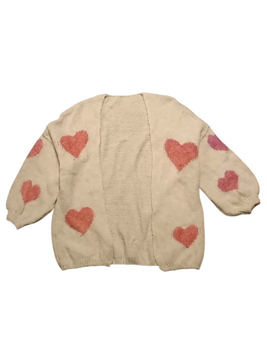 Liana - Roomwit gebreide dames vest met hartjes | Selflove collectie