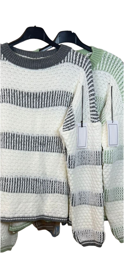 Stripes - Roze gebreide dames trui met strepen | Selflove collectie
