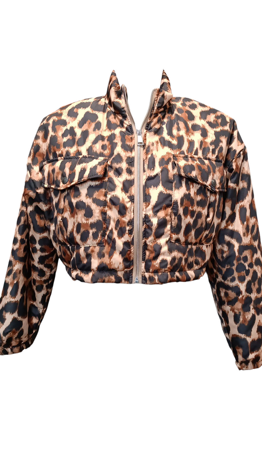 Cropped bomberjack dames - Panterprint | Animal collectie
