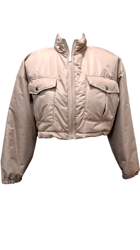 Cropped bomberjack dames - Beige | Animal collectie
