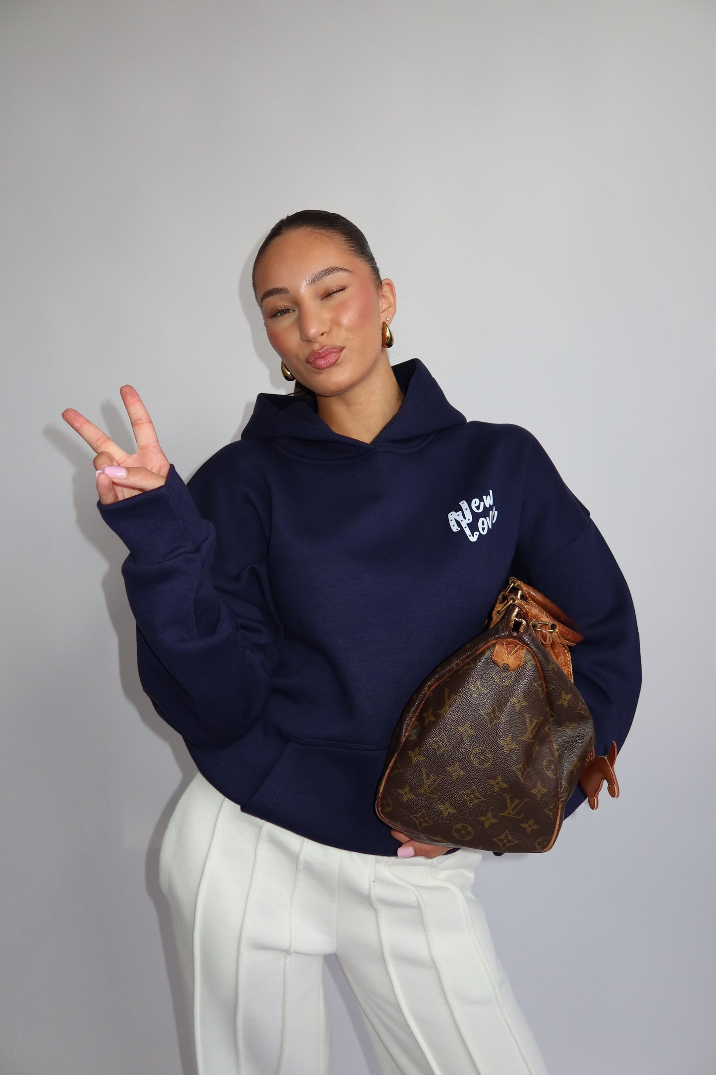 Priority hoodie Priority Ann-Fleur hoodie; New Love hoodie - Navy (Dark Blue)