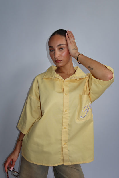 Priority 'P' boyfriend blouse dames - Botergeel | End of Summer collectie