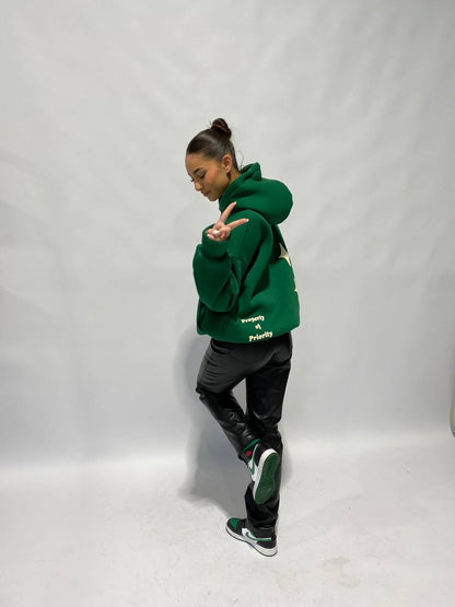 Priority hoodie: I'm a kid with a dream hoodie - Premium quality - puff print - Groen