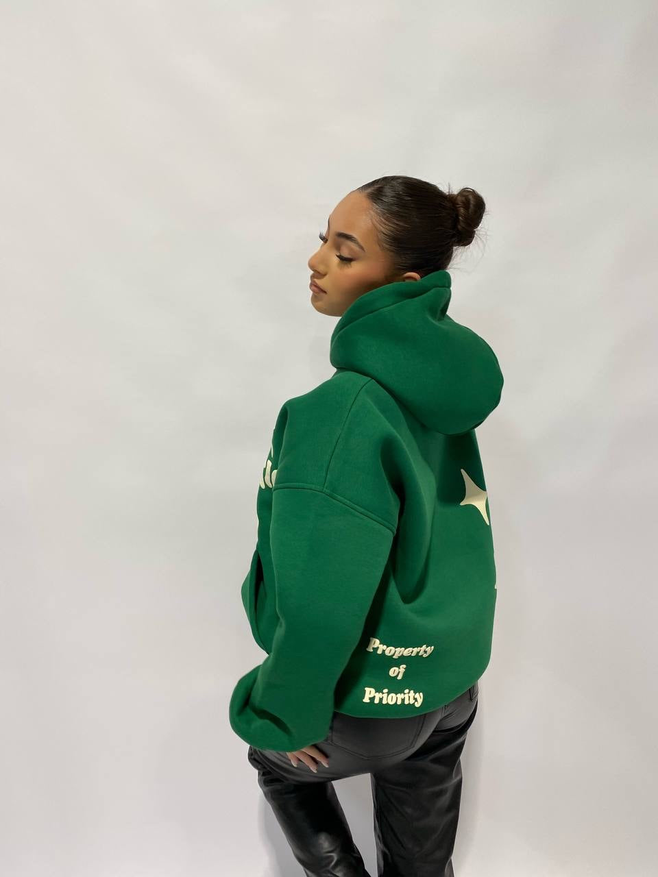 Priority hoodie: I'm a kid with a dream hoodie - Premium quality - puff print - Groen