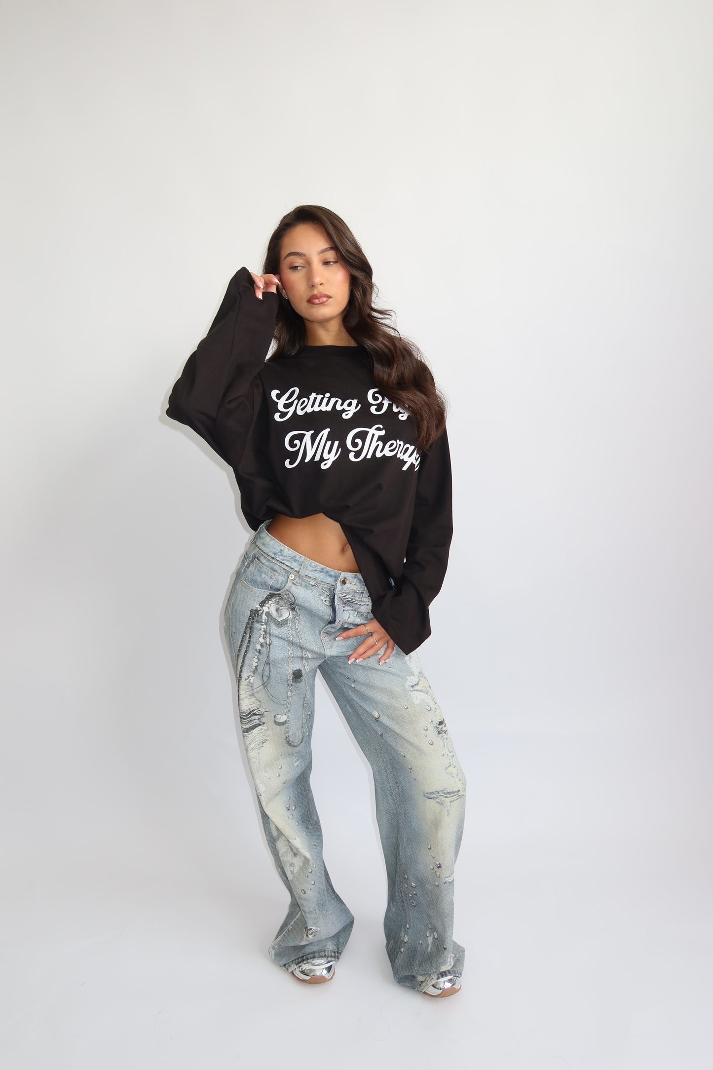 Priority Longsleeve; Getting Fly is my Therapy Longsleeve - Zwart