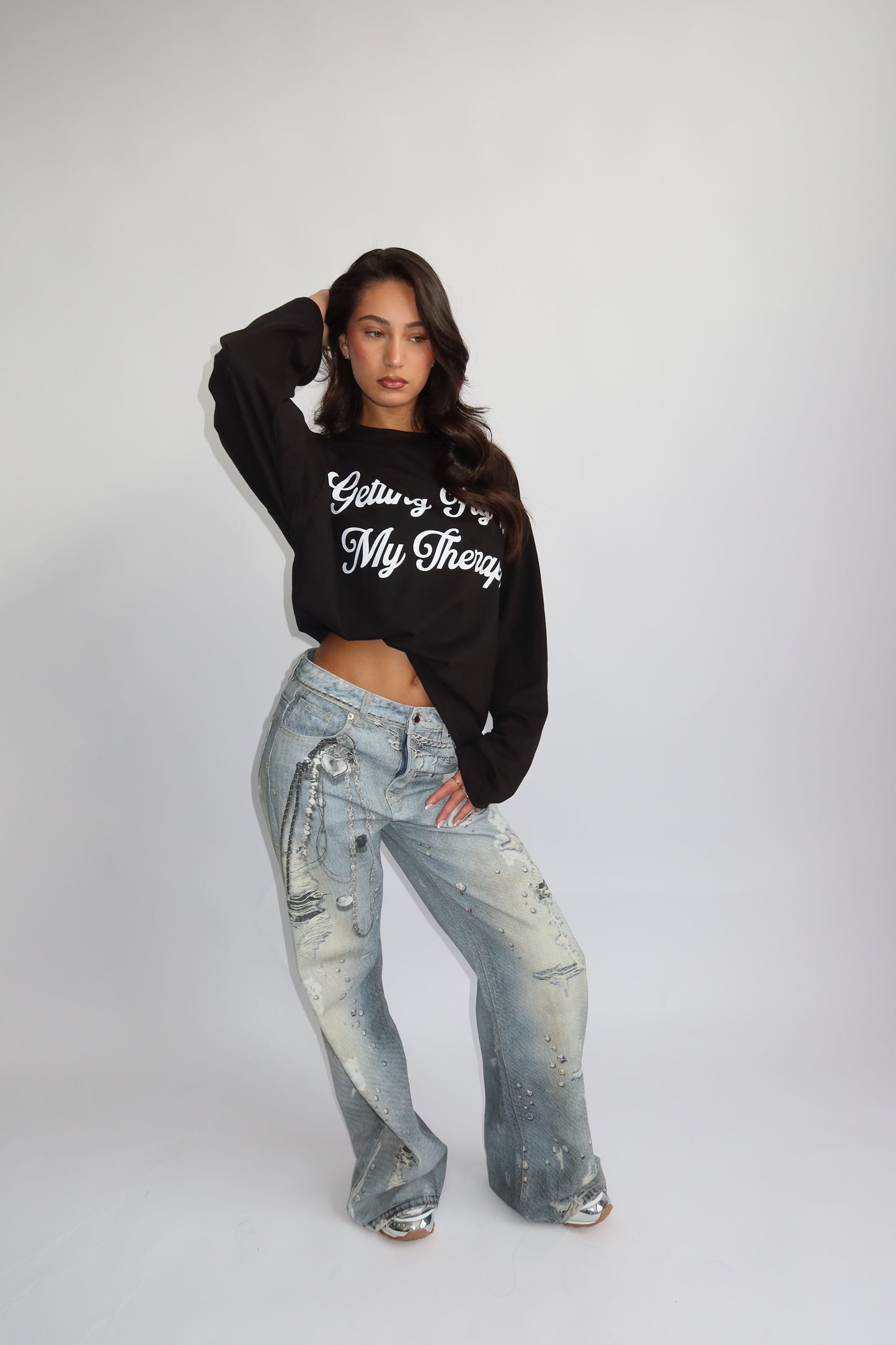 Priority Longsleeve; Getting Fly is my Therapy Longsleeve - Zwart