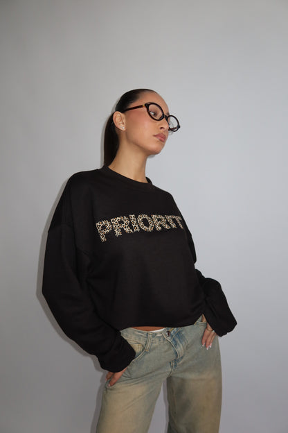 Priority Longsleeve; Priority Leopard print Longsleeve - Zwart