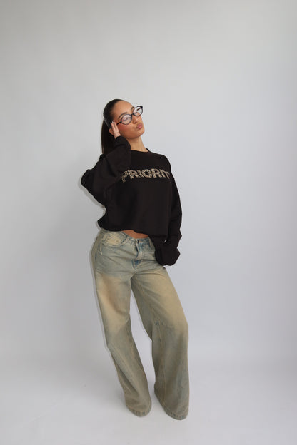 Priority Longsleeve; Priority Leopard print Longsleeve - Zwart