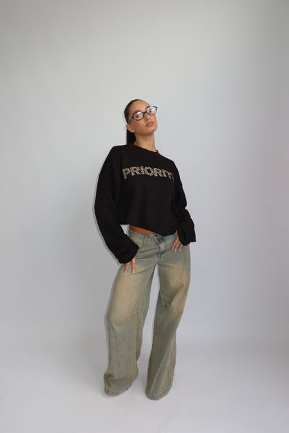 Priority Longsleeve; Priority Leopard print Longsleeve - Zwart