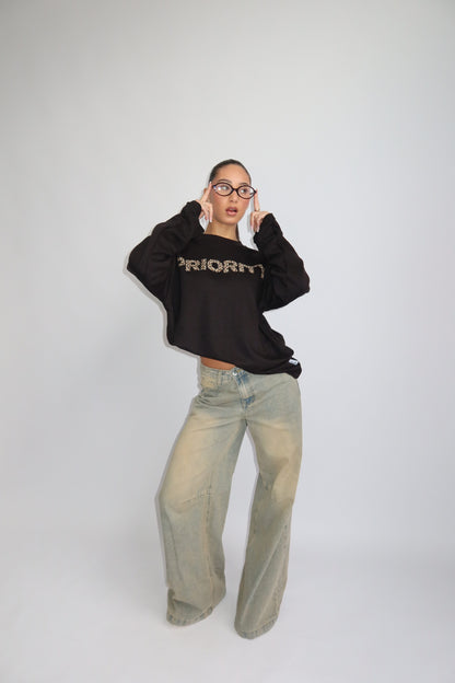 Priority Longsleeve; Priority Leopard print Longsleeve - Zwart