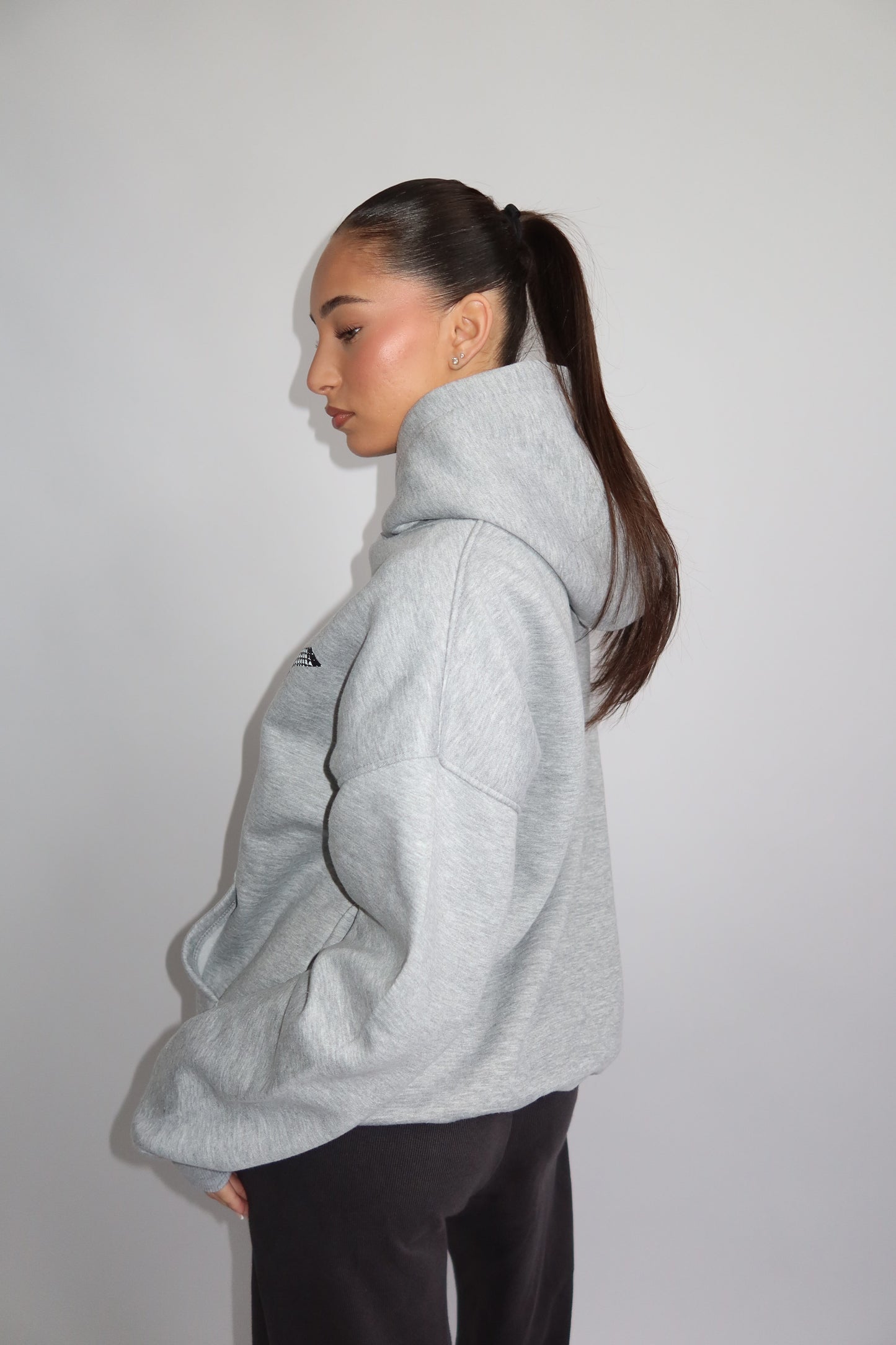 Priority hoodie; Priority Snakeprint hoodie AW25 - Marl Grey (Lichtgrijs)