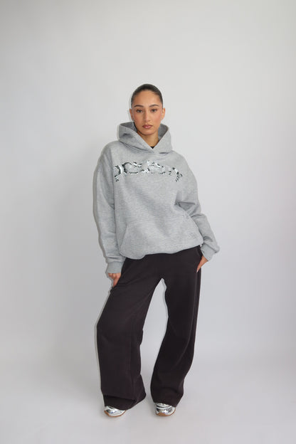 Priority hoodie; Priority Snakeprint hoodie AW25 - Marl Grey (Lichtgrijs)