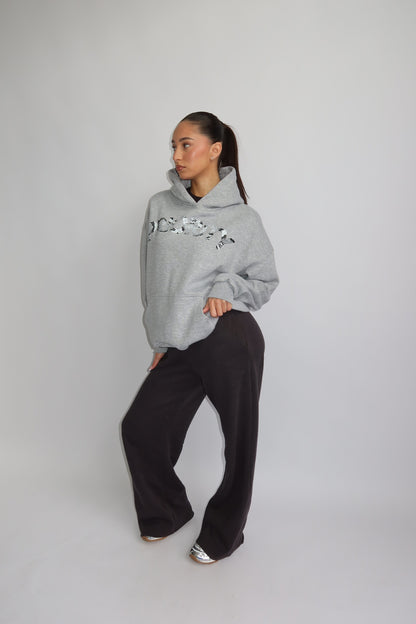 Priority hoodie; Priority Snakeprint hoodie AW25 - Marl Grey (Lichtgrijs)