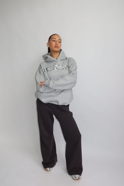 Priority hoodie; Priority Snakeprint hoodie AW25 - Marl Grey (Lichtgrijs)