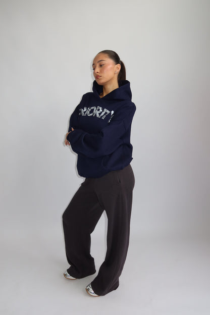 Priority hoodie; Priority Snakeprint hoodie AW25 - Marine Blue (Marineblauw/ Navy)