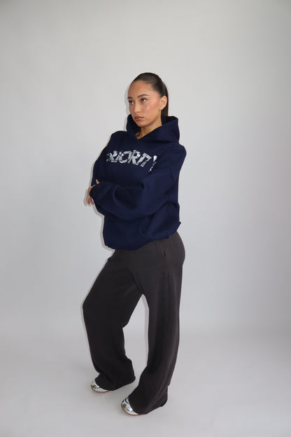 Priority hoodie; Priority Snakeprint hoodie AW25 - Marine Blue (Marineblauw/ Navy)