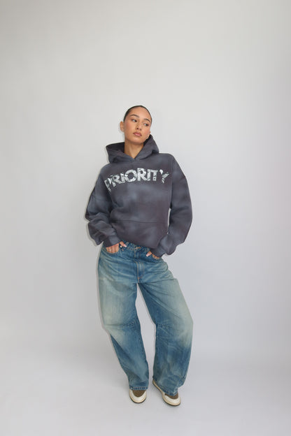 Priority hoodie; Priority Snakeprint hoodie AW25 - Denim Grey (Washed Grijs)