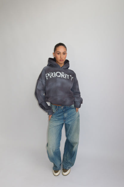Priority hoodie; Priority Snakeprint hoodie AW25 - Denim Grey (Washed Grijs)