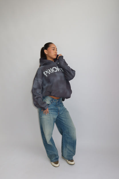Priority hoodie; Priority Snakeprint hoodie AW25 - Denim Grey (Washed Grijs)