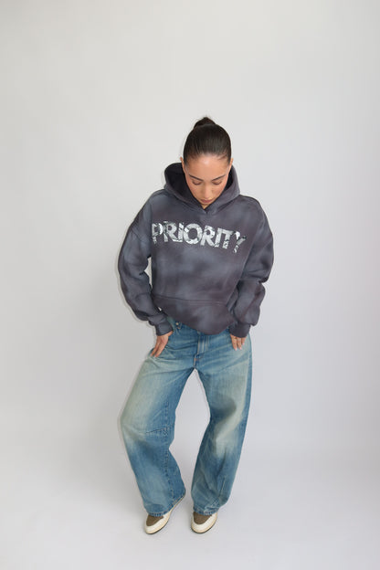 Priority hoodie; Priority Snakeprint hoodie AW25 - Denim Grey (Washed Grijs)