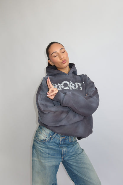 Priority hoodie; Priority Snakeprint hoodie AW25 - Denim Grey (Washed Grijs)